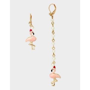 NWT Betsey Johnson "Whimsy Flamingo" Linear Earrings | Holiday Jewelry #37373131